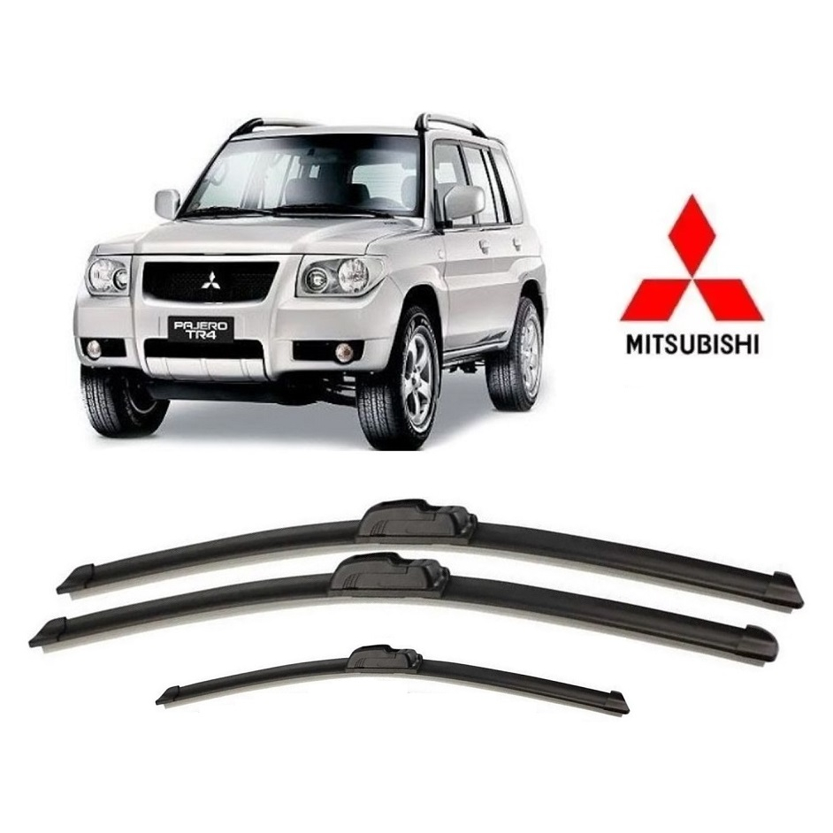 Kit 3 Palhetas Limpador de Parabrisa Dianteiro + Traseiro Pajero TR4 2002 2003 2004 2005 2006 2007 2008 2009