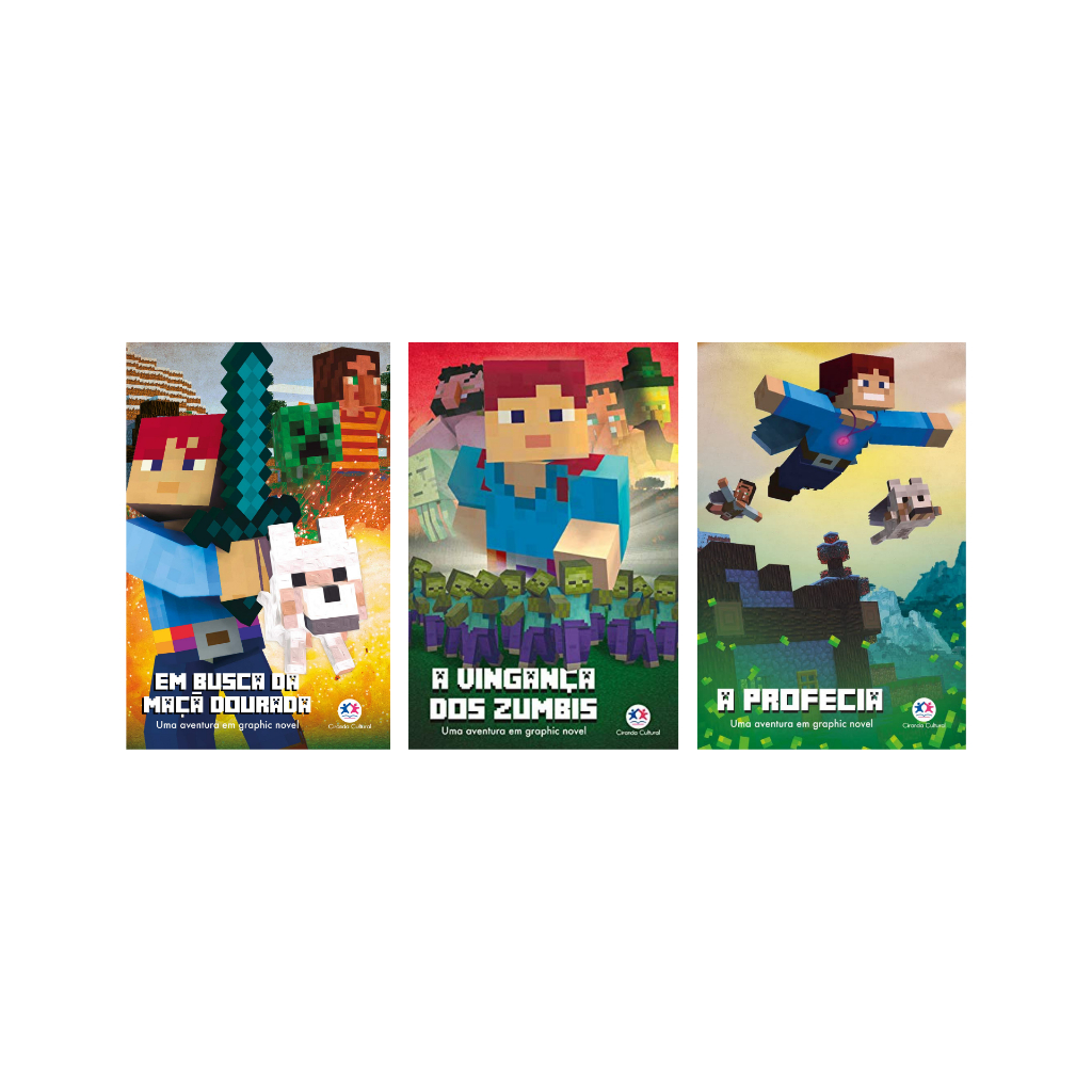 Kit Minecraft Em busca da maça dourada + A vingança dos zumbis + A profecia