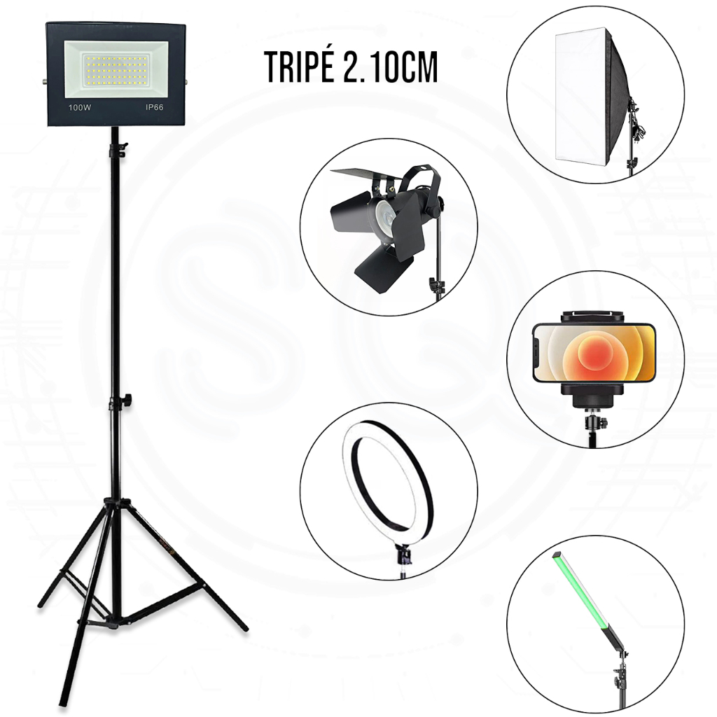 Tripé De Iluminação De 2 Metros para SoftBox, Studio,  Ring Light, Yn600 Yn608 Yn360 Yn300