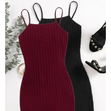 Kit C/2 Vestido Midi Canelado  Preto/Bordô Tamanho - P,M,G,GG Envio Direto da Fabrica em Oferta na Shopee