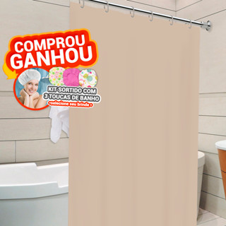 Cortina de Box Bege c/ Gancho 100% PVC Anti Mofo Resistente Alta Qualidade
