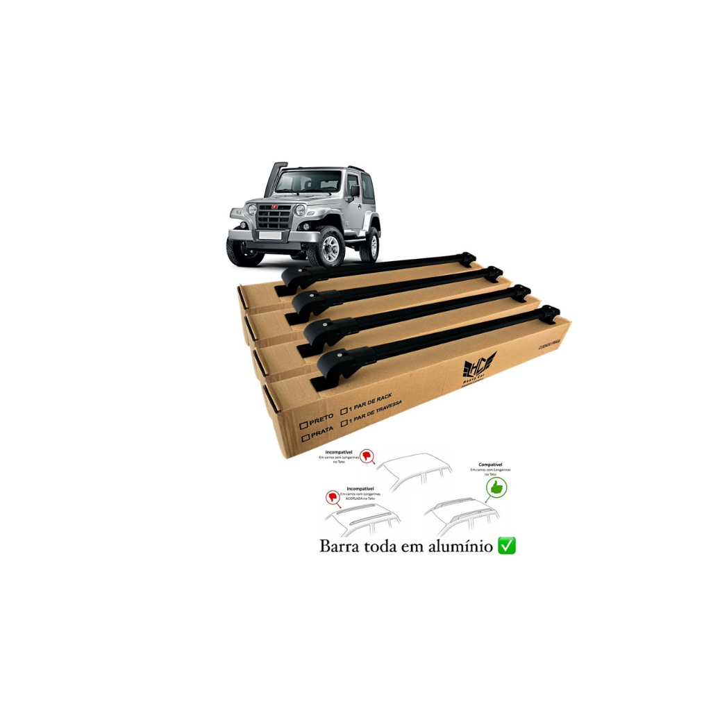 Bagageiro Troller T4 2010 A 2016 4 Barras Rack Slim Barra Alumínio