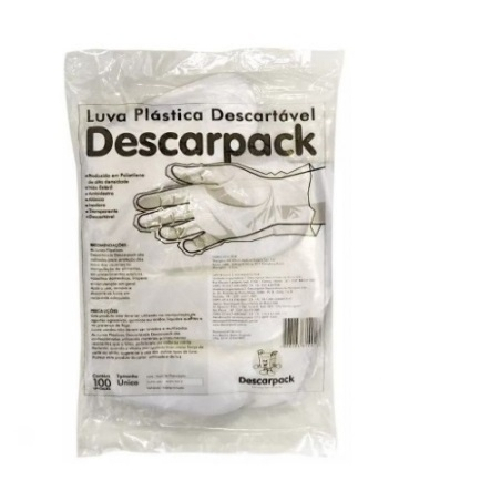 Luva Plástica Não Estéril Descartável Pacote 100 unid em Oferta na Shopee