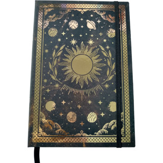 Caderneta Caderno Grimorio Sol Orbita Planetas Tipo Moleskine Sketchbook Bullet Journal Desenho Bloco de Notas