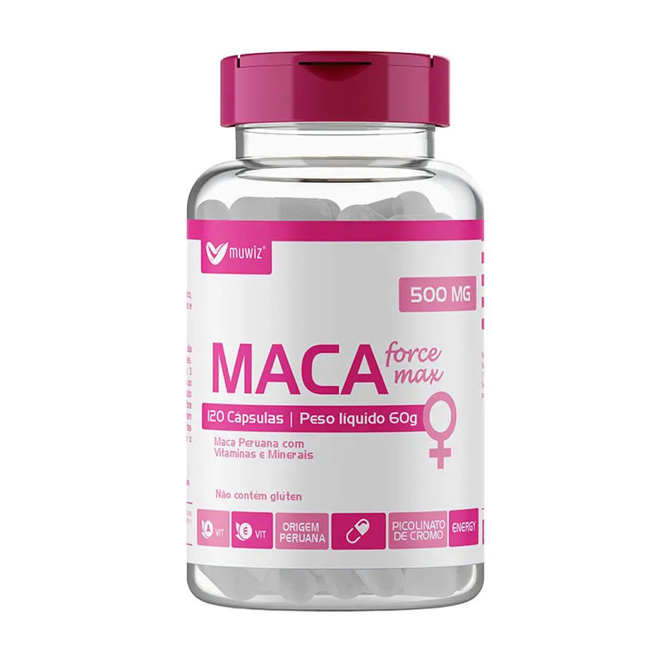 Maca Peruana 500mg 120 Cápsulas Rosa Feminina Para Mulheres Pura Original