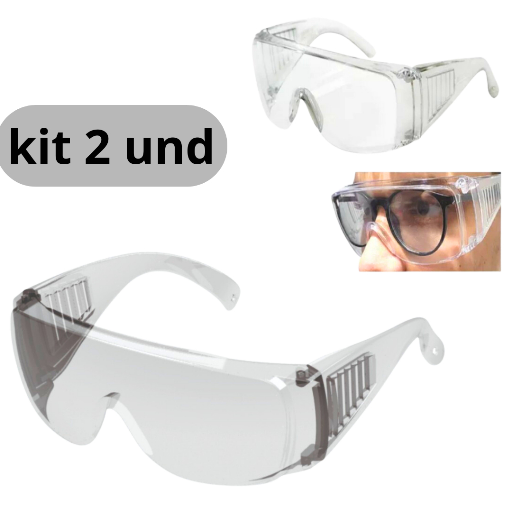 Kit 2 Und Oculos Epi Segurança Proteçao Uv Ca Sobrepor Ao de Grau Incolor  Cipa Proteção Pessoal