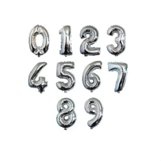 Balão Metalizado de Número Prata 40cm Decoração Festa em Oferta na Shopee