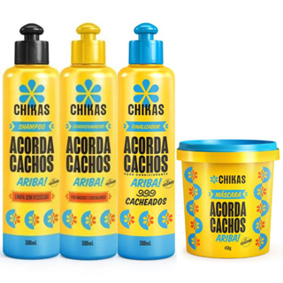 Kit Acorda Cachos Shampoo + Condicionador 300ml + Mascara 450g + Finalizador 300ml Chikas Cosmeticos