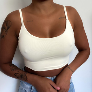 Top Cropped Alcinha Forrado Poliamida Alta Qualidade Proteção UV50+ Casual Academia Alças finas Regata