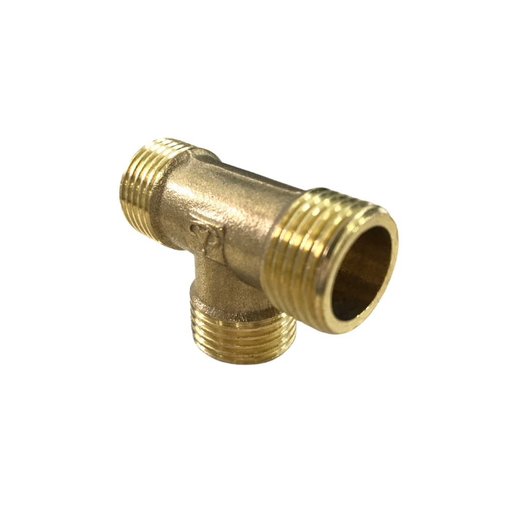 Tee Latão Macho Rosca 1/2 BSP Conexão União Emenda Para Água Ar e Gás Alta Resistência Durável Vedação Segura