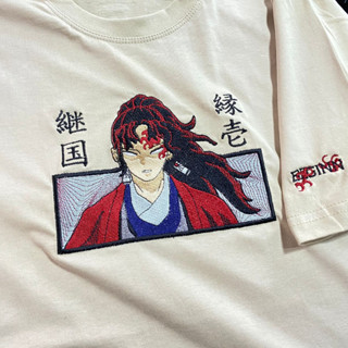 Camiseta yoriichi bordado Kimetsu no yaiba blusa anime camisa 100% algodao