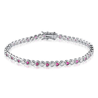 Pulseira Riviera corações zircônia prata 925 18cm