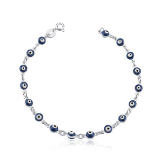 Pulseira olho grego de prata 925 - Azul Marinho