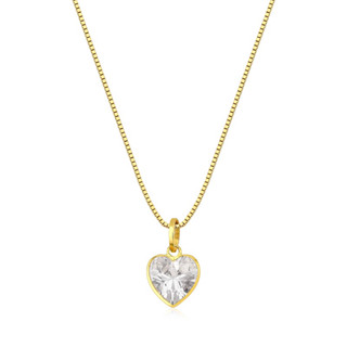 Colar ouro 18k coração cristal veneziana 45cm ouro amarelo