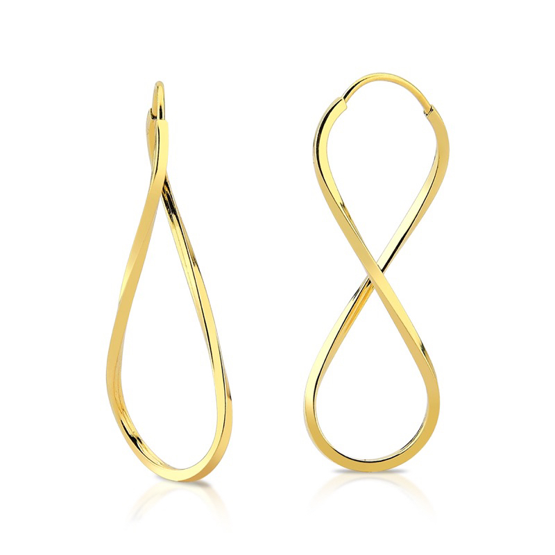 Brinco Ouro 18k 750 Argola infinito 3cm delicada - Fashion Accessories