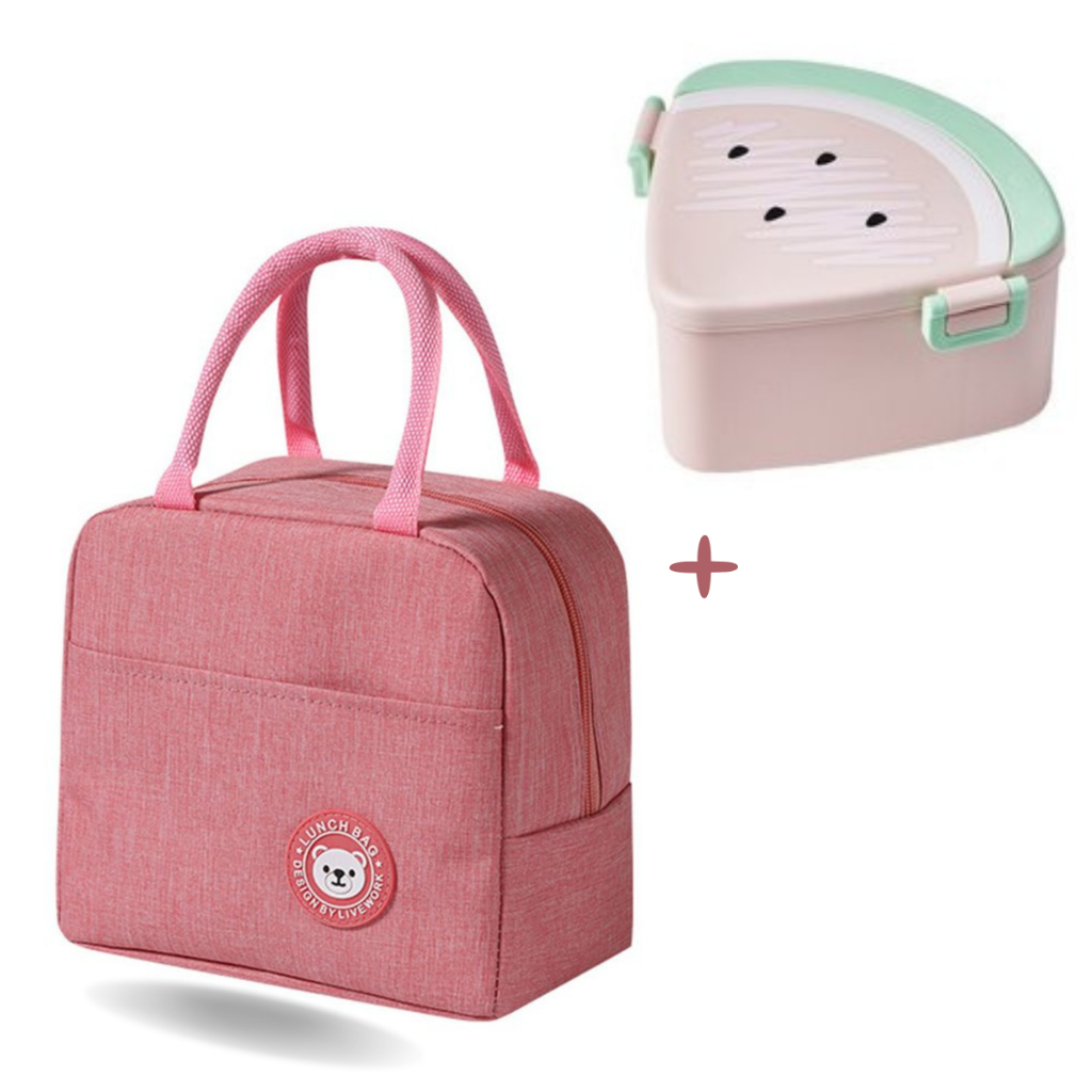 Kit Marmitinha Fofa Kawaii E Bolsa Termica Infantil Personalizada Escolar Passeios Potinho Fofo