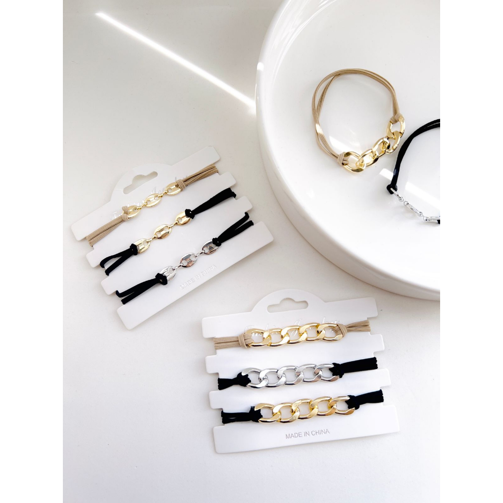 kit com 3 Rabico de cabelo luxo usar com pulsera