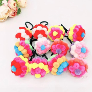 12 Rabicó Laço Xuxinha Prendedor de Cabelo Pompom Colorido