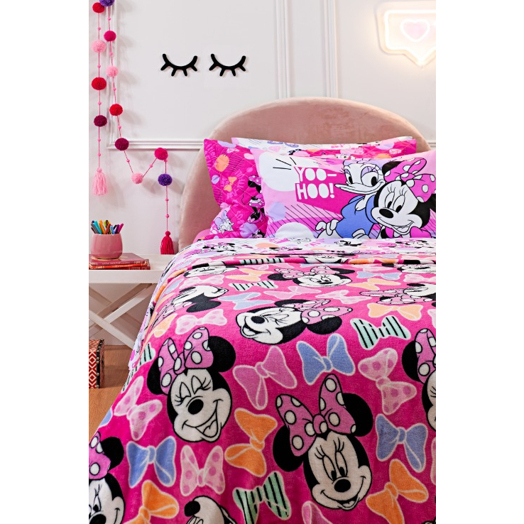 Manta Infantil Solteiro Extra Macio Personagens Minnie Mouse Disney Leve e Quentinha Antialérgica