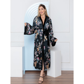 ZYY838#Quimono Impressão Floral EN VELUDO
