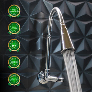 Torneira Gourmet Cozinha Parede Pia Flexível 2 Jatos Abs