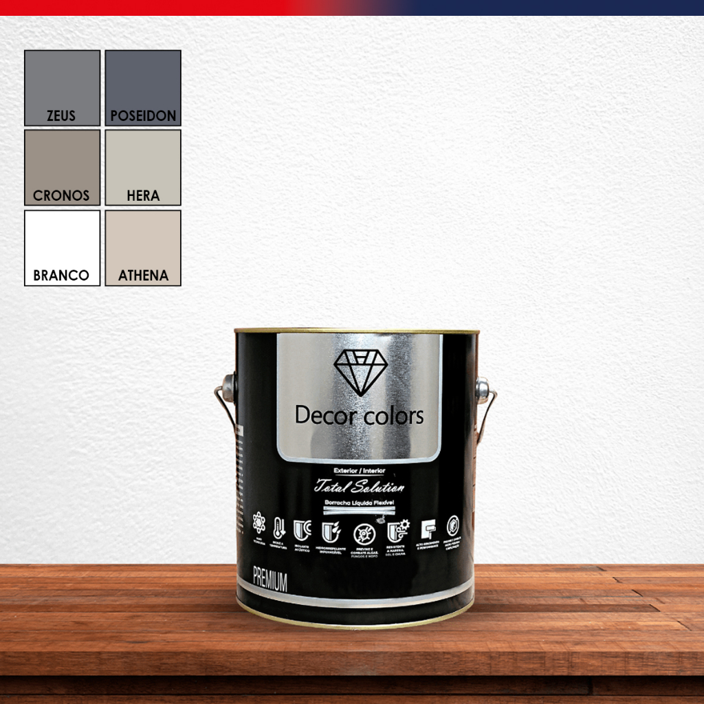 Tinta Borracha Líquida 3,6 Litros Decor Colors Emborrachada Impermeabilizante Resistente a Água Hidro Repelência Para Parede Cal