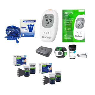 Kit Aparelho de Medir Glicose com 10 tiras + 2 Caixas Extra com 50 Tiras de Glicemia + 100 lancetas Biomass