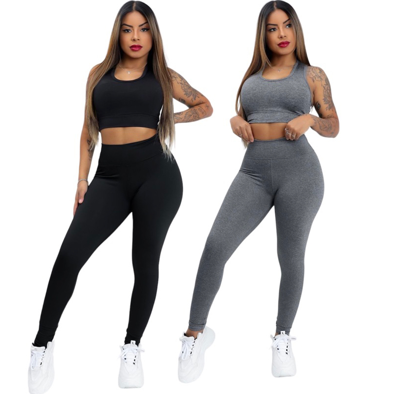 kit Top e Legging Suplex Cintura alta Feminina