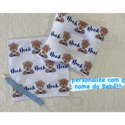 KIT PERSONALIZADO Naninha + Travesseiro Anatômico + Prendedor de Chupeta