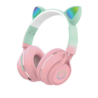Fone de ouvido Sem fio Headphone Bluetooth 5.0 Estéreo Rgb Gatinho Cor Gradiente