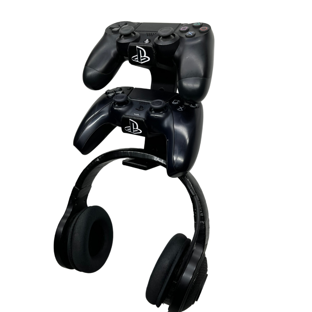 Suporte De Parede Para 2 Controles Compatível Com Xbox One, Ps4, Ps3, Ps5, Dualsense e Nintendo + Headset + Parafusos