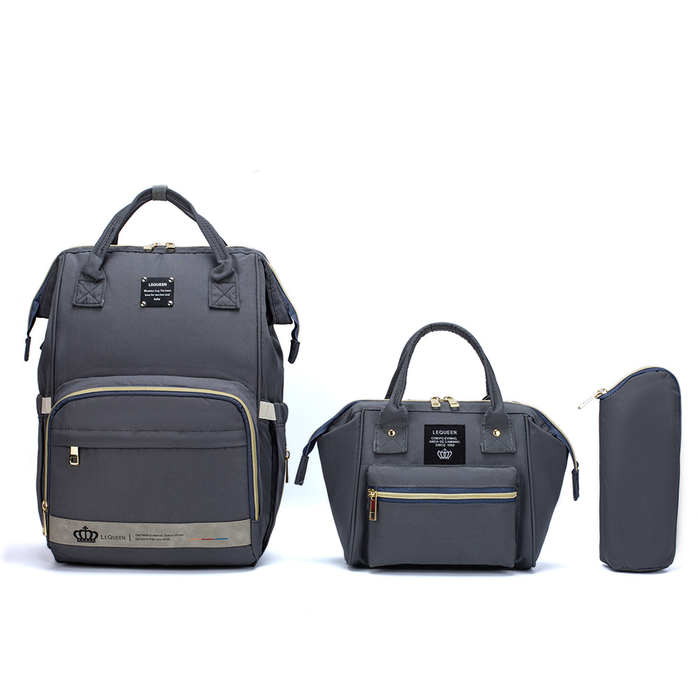 Mochila + Bolsa + Porta Mamadeira Kit Saída Maternidade Reforçada Térmica Moderna Bebê