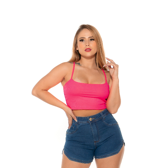 Top Alcinha Rosa Pink Canelado
