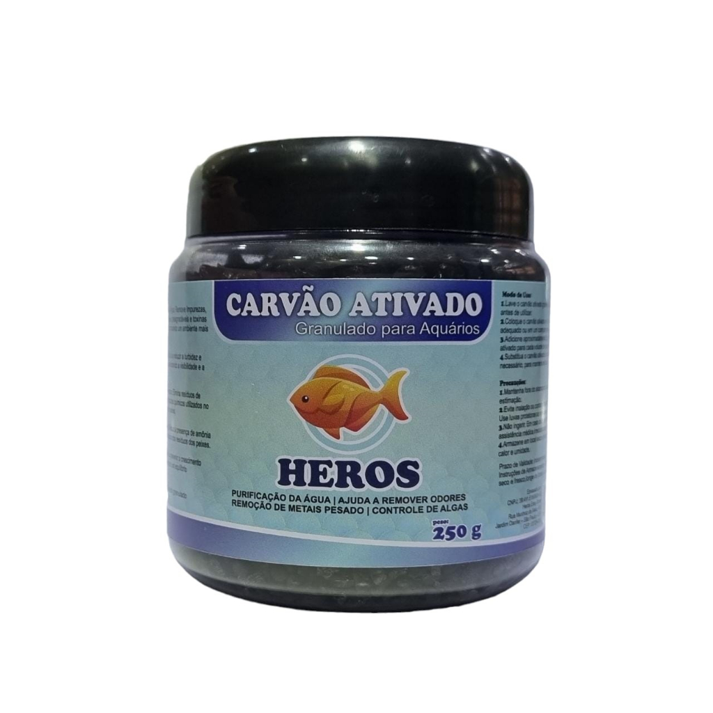 Carvão Ativado Premium para Filtragem de Aquário 250g - Heros