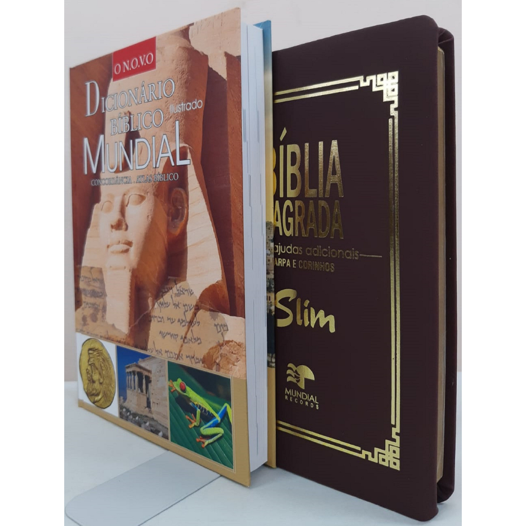 Presente Dia Dos Pais - Kit Para Estudo Bíblico - Biblia Slim Vinho + Dicionario Biblico Ilustrado
