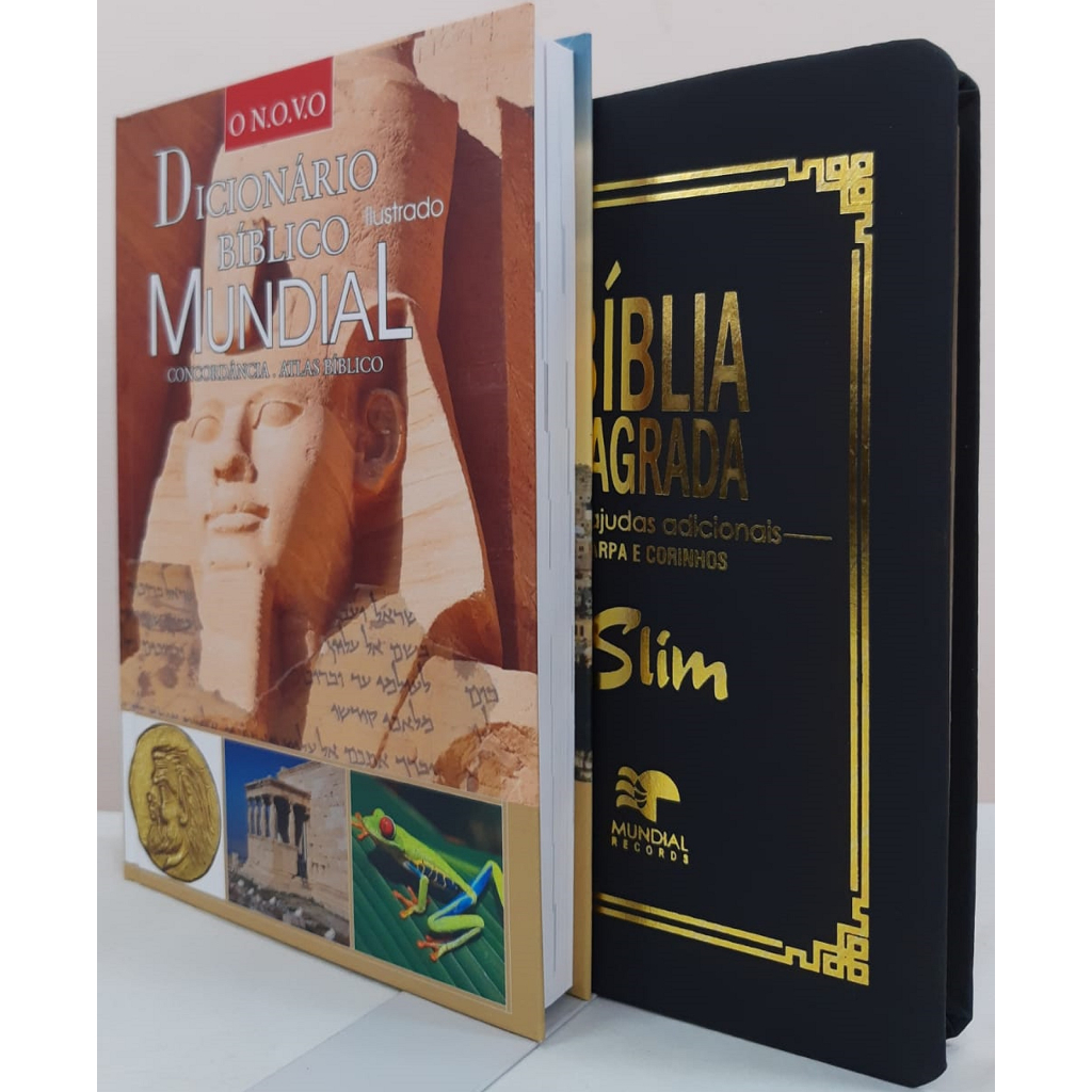 Presente Dia Dos Pais - Kit Para Estudo Bíblico - Biblia Slim Preta + Dicionario Biblico Ilustrado