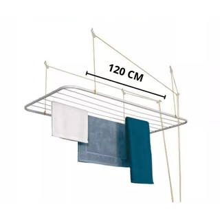 Varal De Teto Alumínio 120x56 C/ Parafusos Para Fixação