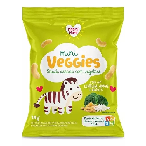 Mini Veggies Snack Lentilha Arroz E Brócolis 6x18g Nhamimami