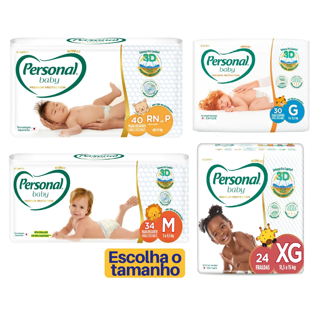 Fralda Descartável Personal Baby Premium Protection |  RN - P |    M  |  G  |  XG