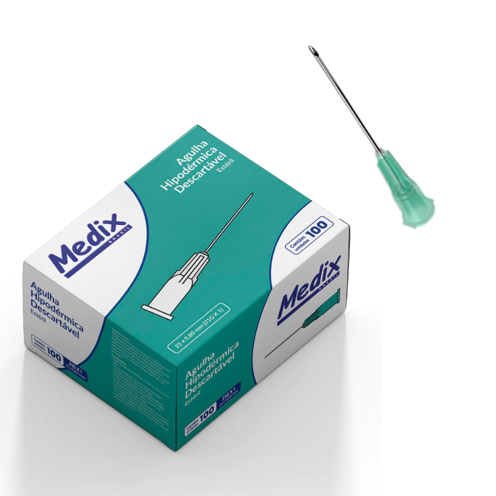 Agulha HiPodérmica 25x0,8mm 21g Estéril Verde Cx 100un em Oferta na Shopee