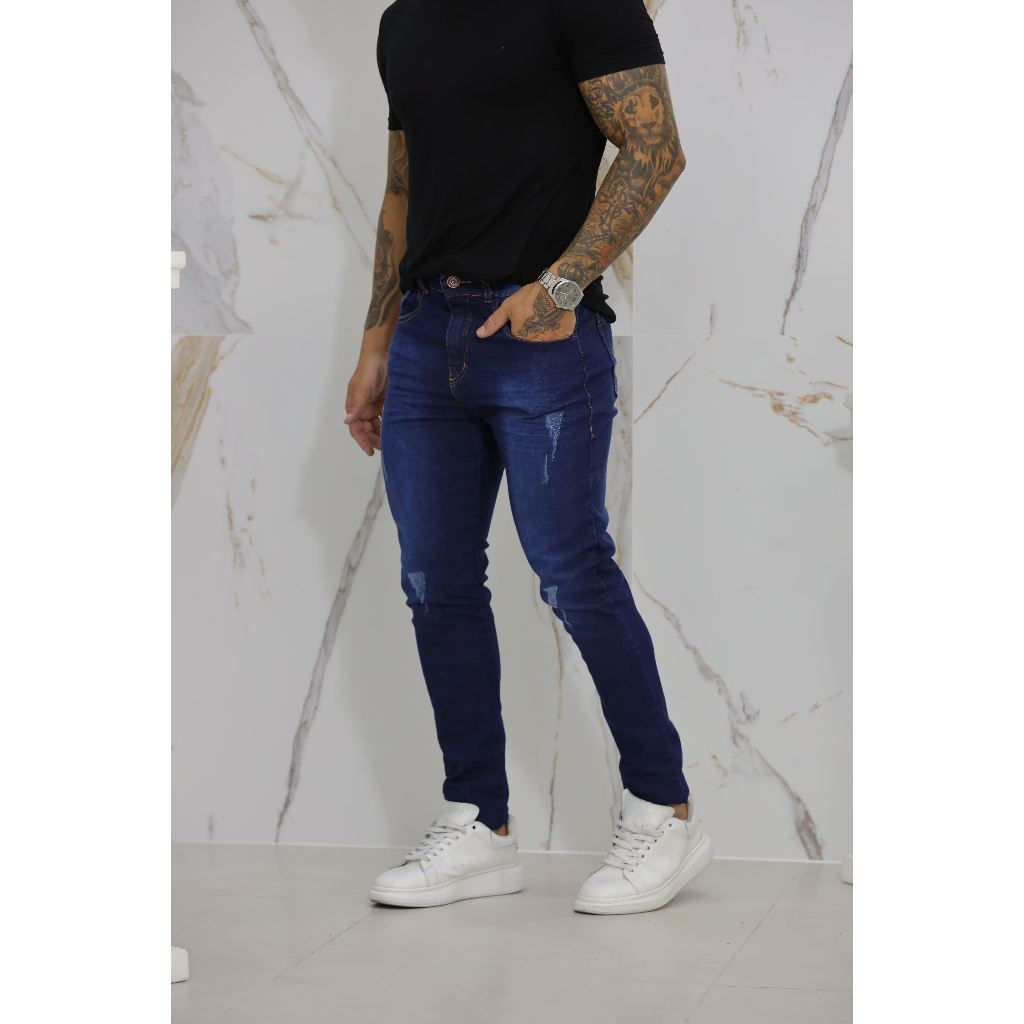 Calça Jeans  Skinny Masculina Lycra em Oferta na Shopee