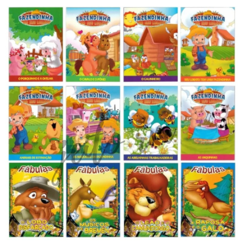 Kit 16 Livros para Crianças Fazendinha Do Seu Lobato + Fábulas a Pronta Entrega