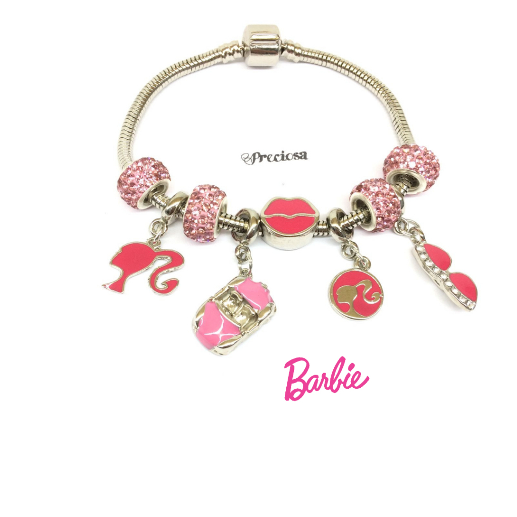 Berloques charms barbie filme série desenho/óculos rosa strass/ carro conversível/ estilo pandora vivara life