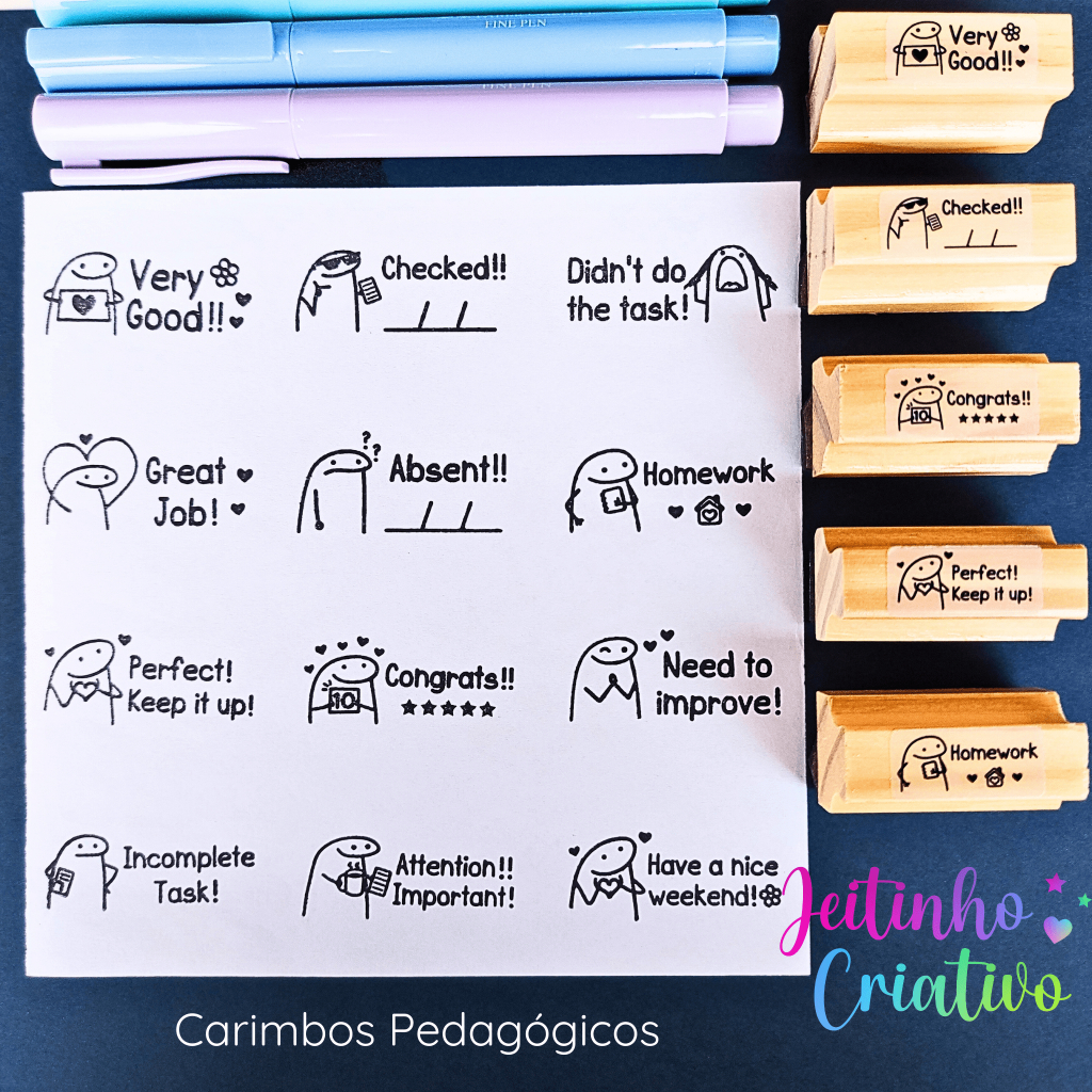 Carimbo Para Professor INGLÊS Flork Meme - Carimbo Pedagógico Escola Professora Personalizar Caderno