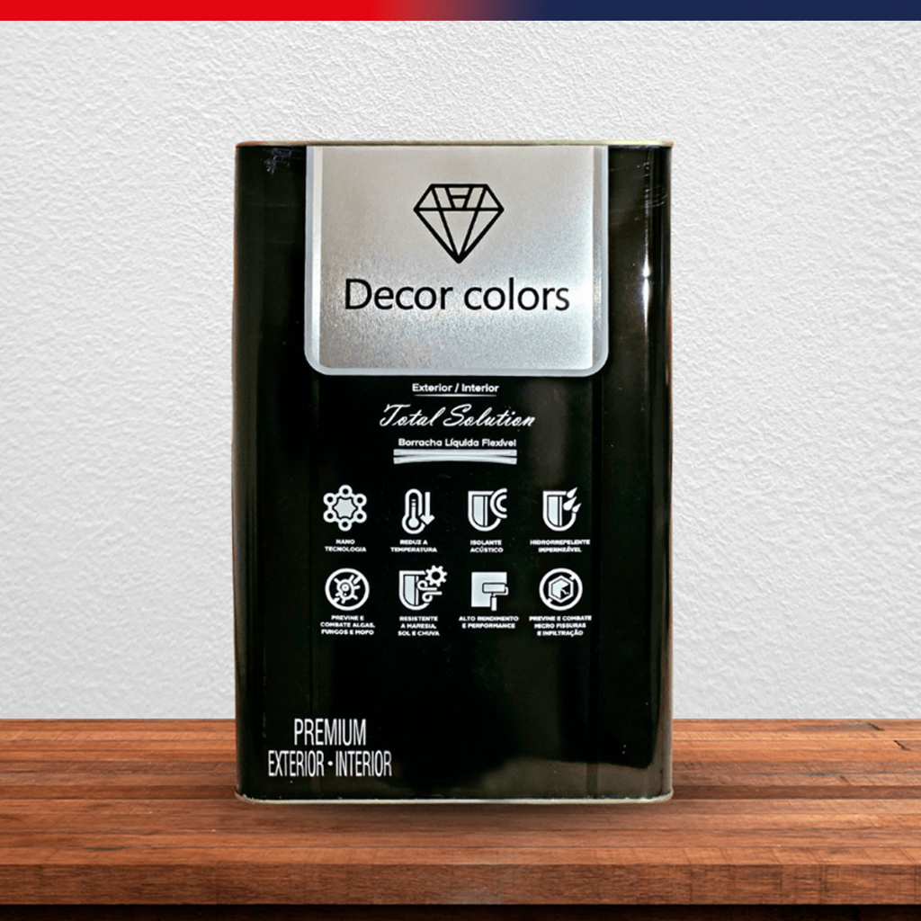 Tinta Emborrachada Decor Colors 18Lts Para Telhado Borracha Líquida Impermeável Elástica Borracha Vedação Micro Fissuras Som Ruido Vazamentos Pequenos Alta Durabilidade e Qualidade - Várias Cores Branco Preto Athena Hera Poseidon Preto Zeus Cronos