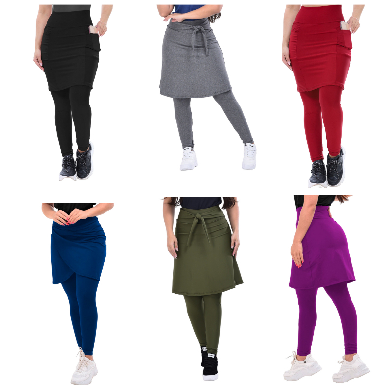 Calça Saia Fitness Moda Evangelica Cristã Treinos Caminhada Academia Suplex Vários Modelos