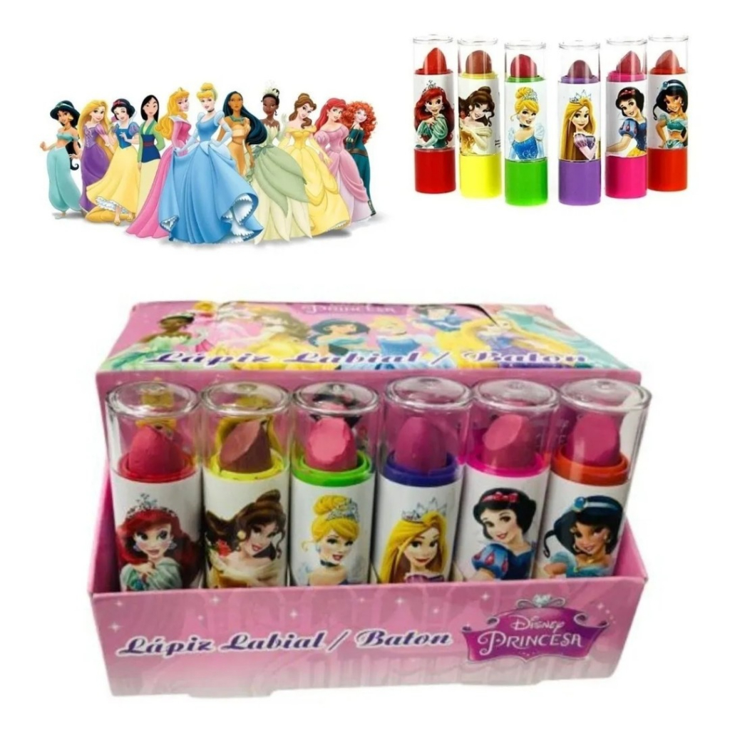 Kit 12 Batom Infantil Para Criança Menina Princesa Revenda