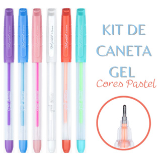 Caneta Esferográfica Gel Cores Pastel 1.0mm  - kit 6 Cores em Oferta na Shopee
