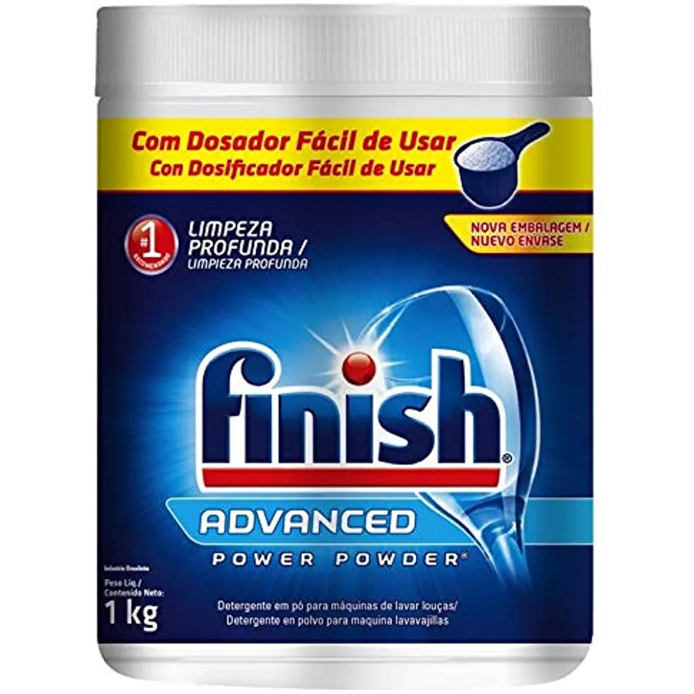 Detergente para Lava Louças em Pó Finish Power Powder Advanced 1KG - Lava Louças Finish 1 KG