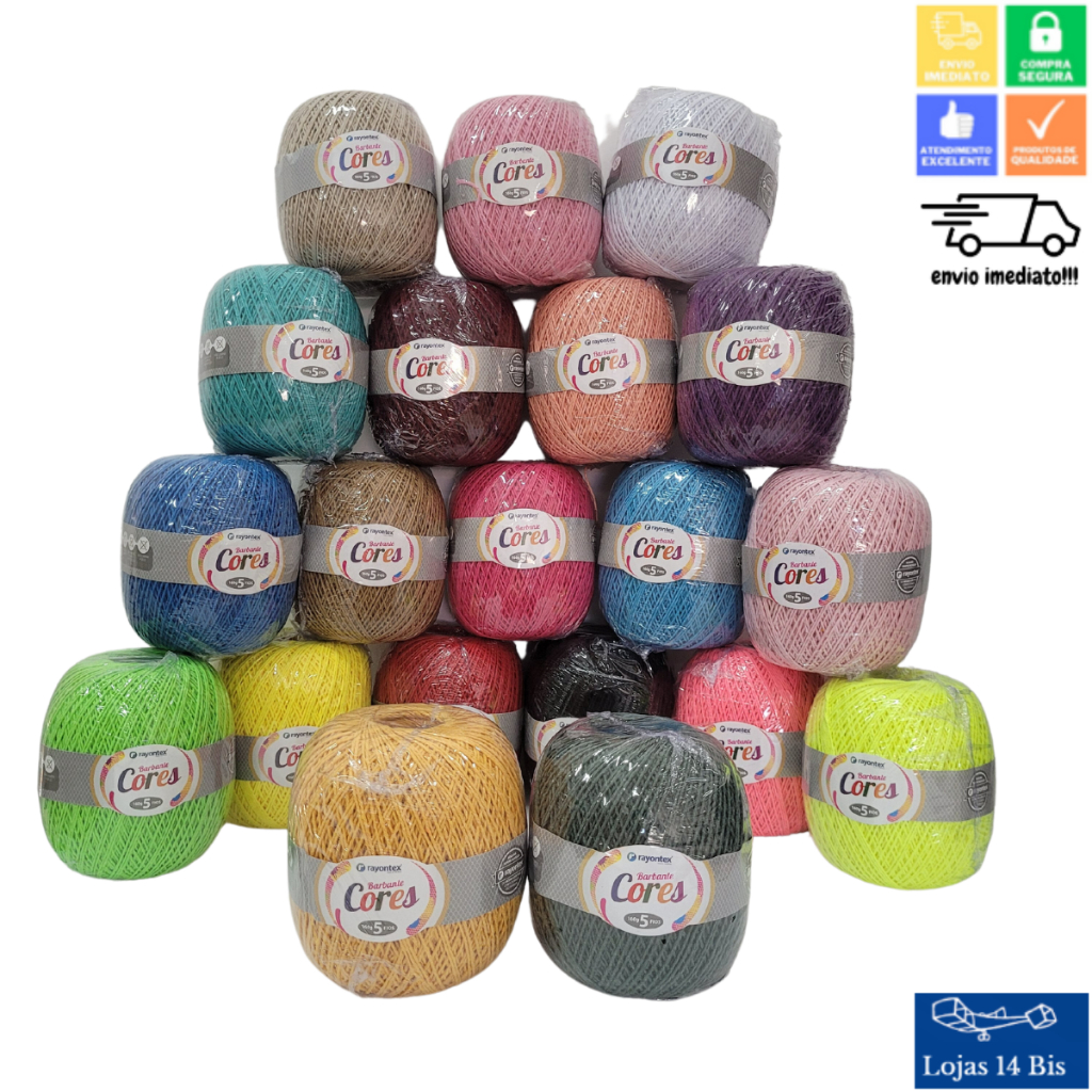 Barbante Cores Rayontex 5 Fios 160g 8/5 TEX 416 Amigurumis Artesanato Bordado em Oferta na Shopee